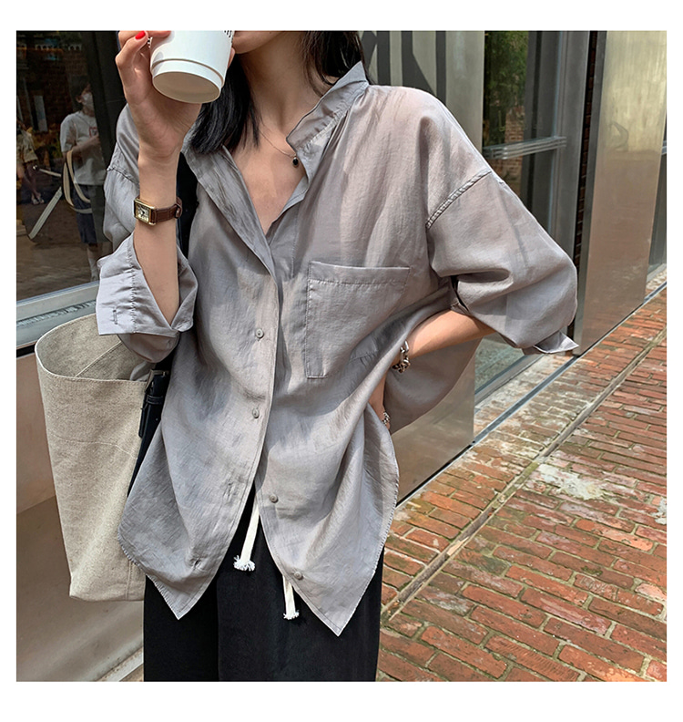[3color] 정장룩 루즈핏 시스루 셔츠