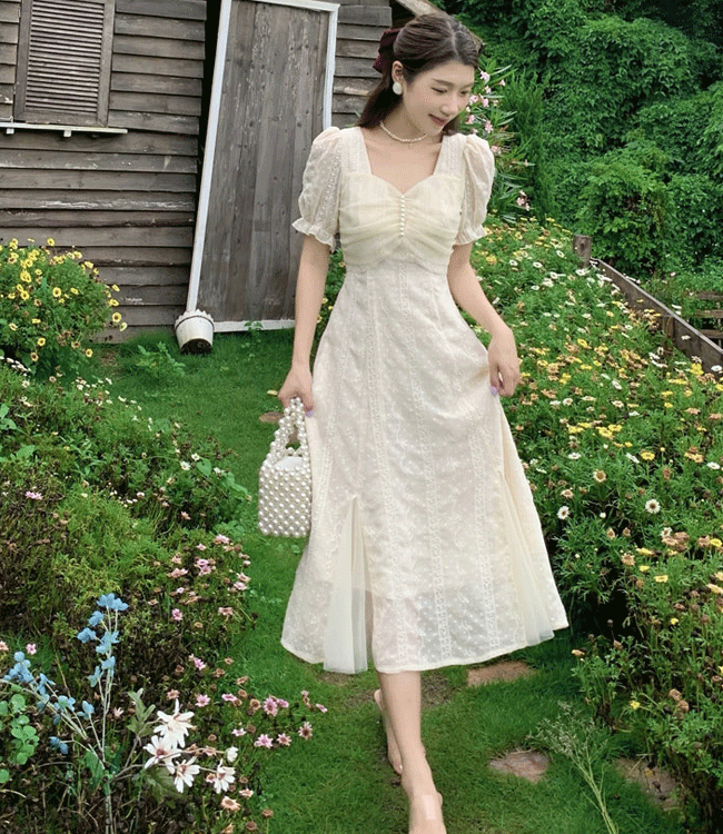 웨딩 스냅 진주 레이스 원피스 드레스